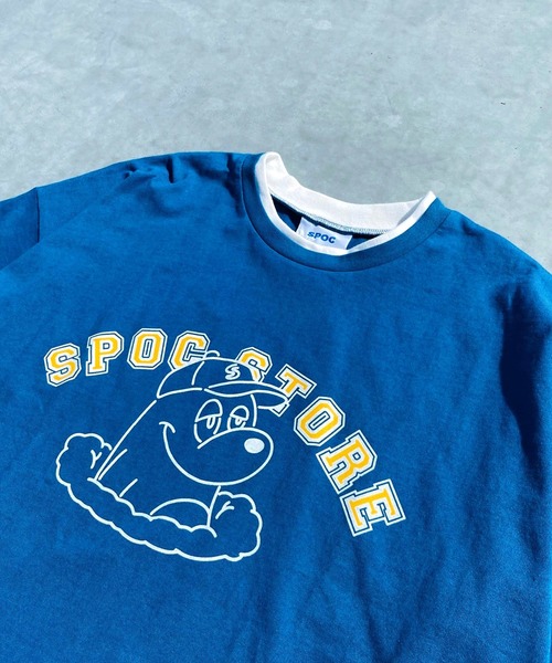 SPOC STORE(スポックストア)の「【SPOC STORE】レイヤード配色 カレッジロゴ半袖カットソー(Tシャツ/カットソー・メンズ・オフホワイト/イエロー/グリーン/コバルトブルー・M/L)」の16枚目の写真