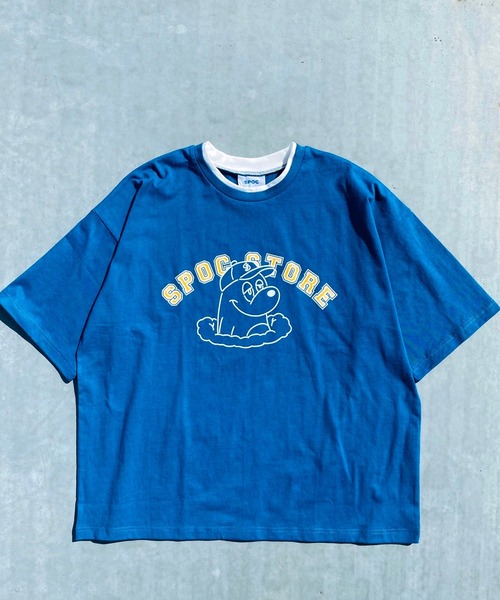 SPOC STORE(スポックストア)の「【SPOC STORE】レイヤード配色 カレッジロゴ半袖カットソー(Tシャツ/カットソー・メンズ・オフホワイト/イエロー/グリーン/コバルトブルー・M/L)」の18枚目の写真