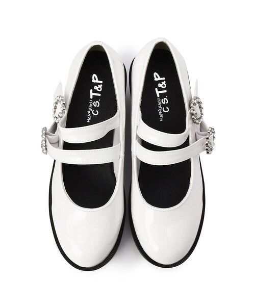cs T&P（シーエスティーアンドピー）の「ビジューバックルWストラップパンプス（パンプス・レディース・ホワイト系2/ブラック系1・S/M/L/LL）」の7枚目の写真