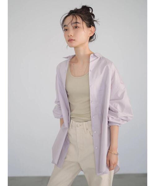 AMERICAN HOLIC（アメリカンホリック）の「イージーケアBIGシャツ　＊〇（シャツ/ブラウス・レディース・パープル/ネイビー/オフホワイト/イエロー/ストライプ/ホワイト系その他6・FREE）」の16枚目の写真