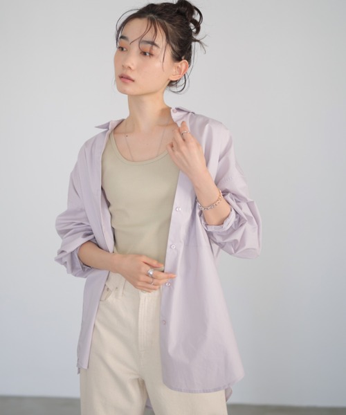 AMERICAN HOLIC（アメリカンホリック）の「イージーケアBIGシャツ　＊〇（シャツ/ブラウス・レディース・パープル/ネイビー/オフホワイト/イエロー/ストライプ/ホワイト系その他6・FREE）」の5枚目の写真