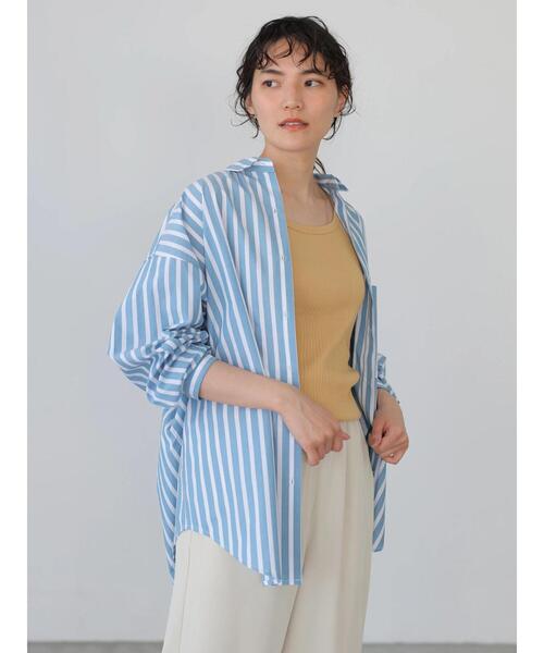 AMERICAN HOLIC（アメリカンホリック）の「イージーケアBIGシャツ　＊〇（シャツ/ブラウス・レディース・パープル/ネイビー/オフホワイト/イエロー/ストライプ/ホワイト系その他6・FREE）」の6枚目の写真