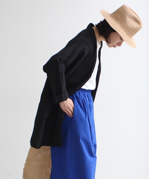 ユニYUNI コットンリネン 麻 ノーカラー ジャケット yuni（ユニ ）の「ハイツイストコットンリネン ノーカラー