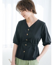 【スタイリストプロデュース】フロントボタンウエストマークブラウス