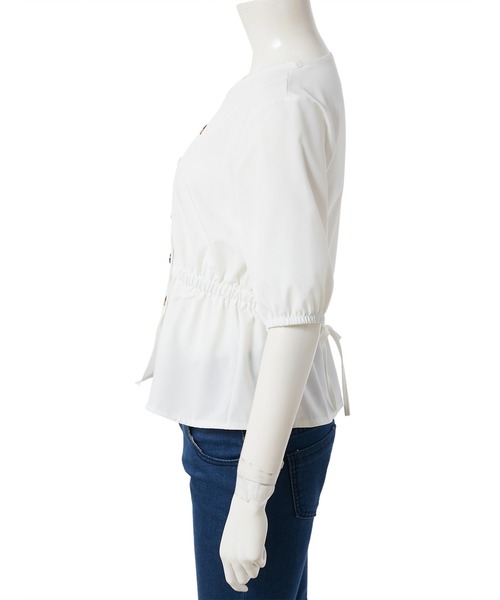 fifth（フィフス）の「【スタイリストプロデュース】フロントボタンウエストマークブラウス（シャツ/ブラウス・レディース・ホワイト/イエロー/ブラック・MEDIUM）」の5枚目の写真