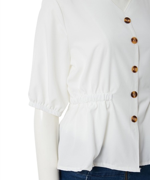 fifth（フィフス）の「【スタイリストプロデュース】フロントボタンウエストマークブラウス（シャツ/ブラウス・レディース・ホワイト/イエロー/ブラック・MEDIUM）」の11枚目の写真