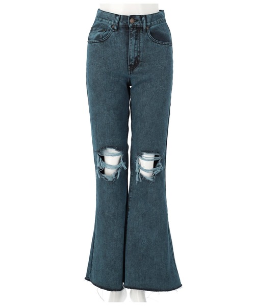 ANAP（アナップ）の「ニークラッシュオーバーダイフレアパンツ（その他パンツ・レディース・ブルー/ブラウン・M/S）」の6枚目の写真