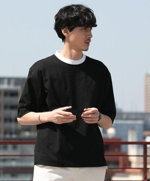 coen（コーエン）の「USAコットンリンガーTシャツ（Tシャツ/カットソー・メンズ・ベージュ/ブラック/ホワイト・X-LARGE/SMALL/MEDIUM/LARGE）」の9枚目の写真