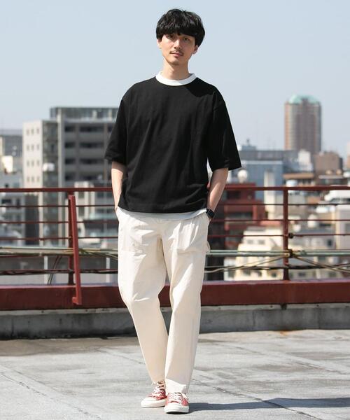 coen（コーエン）の「USAコットンリンガーTシャツ（Tシャツ/カットソー・メンズ・ベージュ/ブラック/ホワイト・X-LARGE/SMALL/MEDIUM/LARGE）」の10枚目の写真