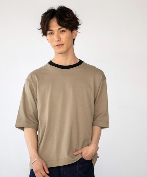 coen（コーエン）の「USAコットンリンガーTシャツ（Tシャツ/カットソー・メンズ・ベージュ/ブラック/ホワイト・X-LARGE/SMALL/MEDIUM/LARGE）」の8枚目の写真