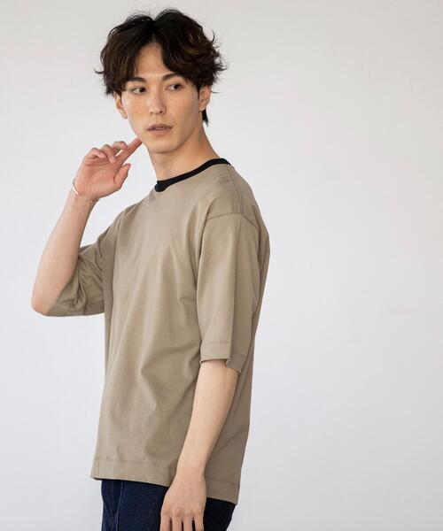 coen（コーエン）の「USAコットンリンガーTシャツ（Tシャツ/カットソー・メンズ・ベージュ/ブラック/ホワイト・X-LARGE/SMALL/MEDIUM/LARGE）」の7枚目の写真