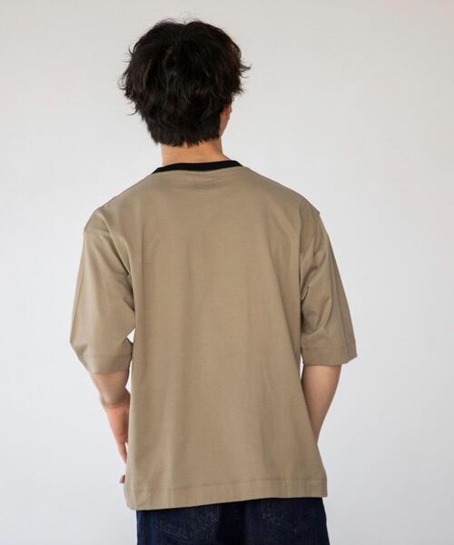 coen（コーエン）の「USAコットンリンガーTシャツ（Tシャツ/カットソー・メンズ・ベージュ/ブラック/ホワイト・X-LARGE/SMALL/MEDIUM/LARGE）」の12枚目の写真