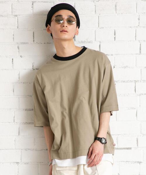 coen（コーエン）の「USAコットンリンガーTシャツ（Tシャツ/カットソー・メンズ・ベージュ/ブラック/ホワイト・X-LARGE/SMALL/MEDIUM/LARGE）」の13枚目の写真