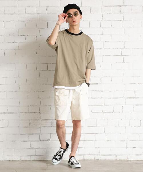 coen（コーエン）の「USAコットンリンガーTシャツ（Tシャツ/カットソー・メンズ・ベージュ/ブラック/ホワイト・X-LARGE/SMALL/MEDIUM/LARGE）」の14枚目の写真