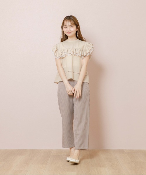 flower（フラワー）の「スタンドフリルブラウス（シャツ/ブラウス・レディース・ベージュ/カーキ・FREE）」の4枚目の写真