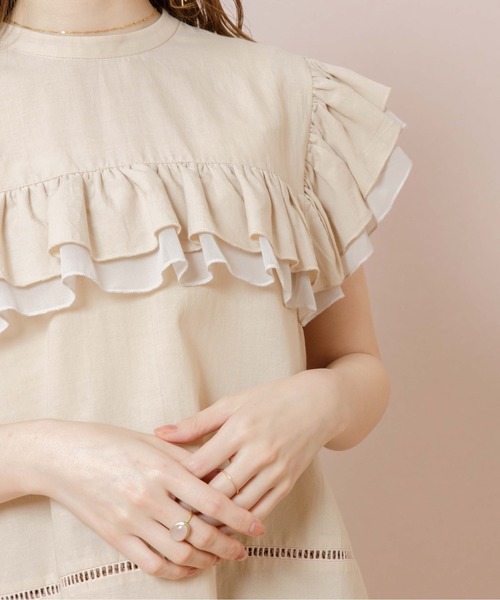 flower（フラワー）の「スタンドフリルブラウス（シャツ/ブラウス・レディース・ベージュ/カーキ・FREE）」の8枚目の写真