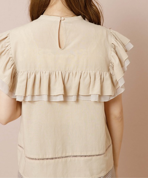 flower（フラワー）の「スタンドフリルブラウス（シャツ/ブラウス・レディース・ベージュ/カーキ・FREE）」の9枚目の写真