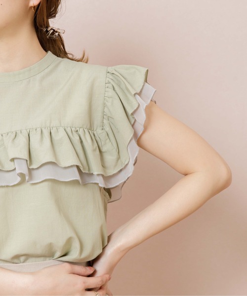 flower（フラワー）の「スタンドフリルブラウス（シャツ/ブラウス・レディース・ベージュ/カーキ・FREE）」の13枚目の写真