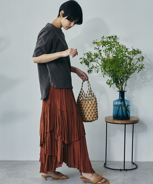 ECRIRE（エクリール）の「綿100％ 10oz天竺コットン サイドスリットT（Tシャツ/カットソー・レディース・オフホワイト/チャコールグレー/ピンク/ライトグリーン・フリー）」の19枚目の写真