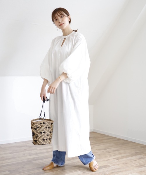 UNFIELD（アンフィールド）の「【UNFIELD ギャザーボリュームワンピース】（ワンピース・レディース・ホワイト/ブラック・FREE）」の13枚目の写真