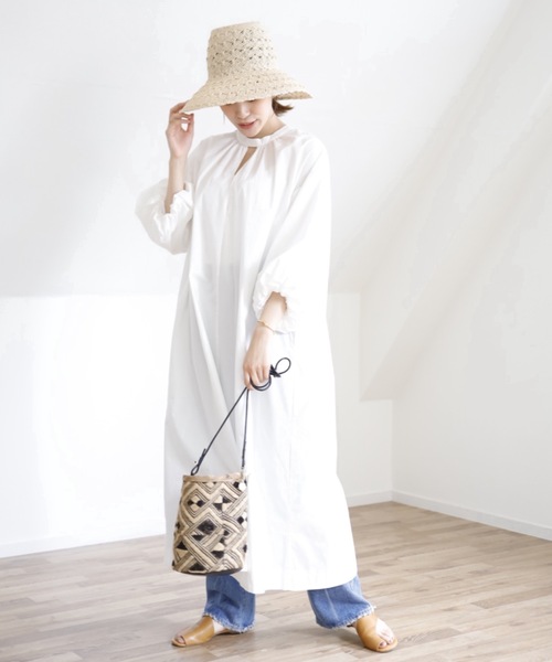 UNFIELD（アンフィールド）の「【UNFIELD ギャザーボリュームワンピース】（ワンピース・レディース・ホワイト/ブラック・FREE）」の8枚目の写真