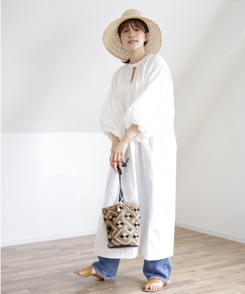 UNFIELD（アンフィールド）の「【UNFIELD ギャザーボリュームワンピース】（ワンピース・レディース・ホワイト/ブラック・FREE）」の18枚目の写真