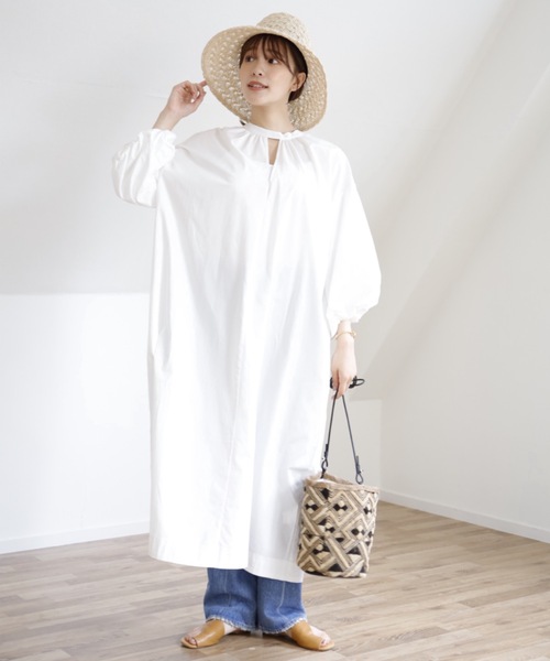 UNFIELD（アンフィールド）の「【UNFIELD ギャザーボリュームワンピース】（ワンピース・レディース・ホワイト/ブラック・FREE）」の10枚目の写真