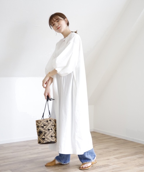 UNFIELD（アンフィールド）の「【UNFIELD ギャザーボリュームワンピース】（ワンピース・レディース・ホワイト/ブラック・FREE）」の7枚目の写真