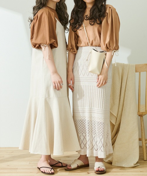 Ambre Neige(アンブルネージュ)の「タックパワーショルダートップス/【WEB/EC限定商品】(Tシャツ/カットソー・レディース・アイボリー/モカ/ミント/ライトブラウン/ライトベージュ・FREE)」の17枚目の写真