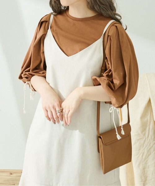 Ambre Neige(アンブルネージュ)の「タックパワーショルダートップス/【WEB/EC限定商品】(Tシャツ/カットソー・レディース・アイボリー/モカ/ミント/ライトブラウン/ライトベージュ・FREE)」の9枚目の写真