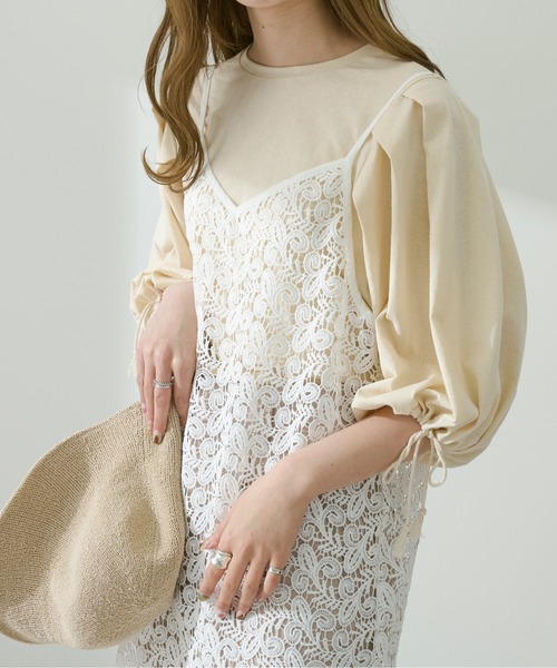 Ambre Neige(アンブルネージュ)の「タックパワーショルダートップス/【WEB/EC限定商品】(Tシャツ/カットソー・レディース・アイボリー/モカ/ミント/ライトブラウン/ライトベージュ・FREE)」の16枚目の写真