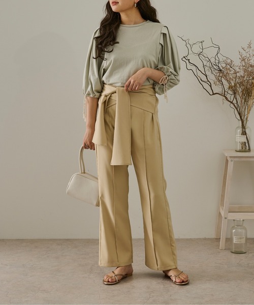 Ambre Neige(アンブルネージュ)の「タックパワーショルダートップス/【WEB/EC限定商品】(Tシャツ/カットソー・レディース・アイボリー/モカ/ミント/ライトブラウン/ライトベージュ・FREE)」の18枚目の写真