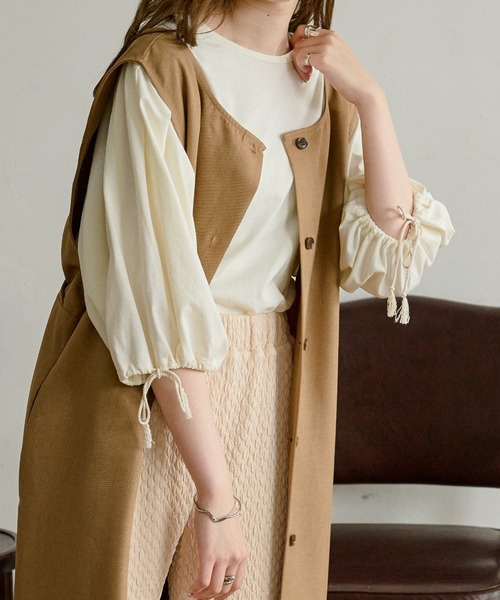 Ambre Neige(アンブルネージュ)の「タックパワーショルダートップス/【WEB/EC限定商品】(Tシャツ/カットソー・レディース・アイボリー/モカ/ミント/ライトブラウン/ライトベージュ・FREE)」の22枚目の写真