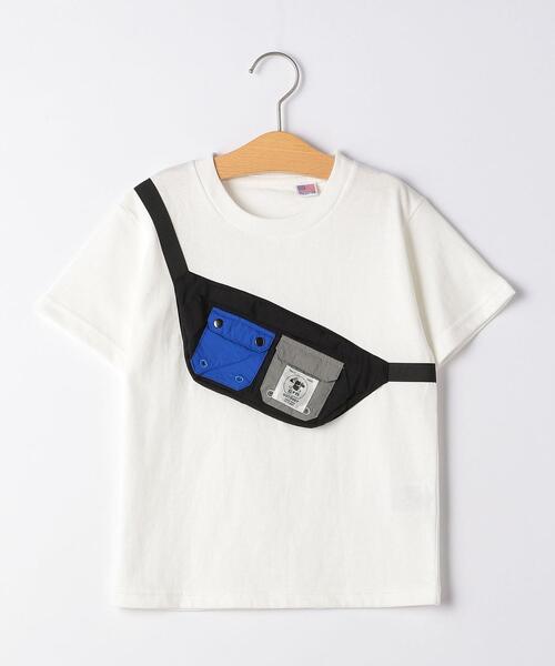 grn（ジーアールエヌ）の「【キッズ】〔別注〕TJ EX grn outdoor（ジーアールエヌ アウトドア）フェイクポーチTEE / Tシャツ（Tシャツ/カットソー・キッズ・ホワイト/オリーブ・S 125-135cm/XS 105-115cm）」の2枚目の写真