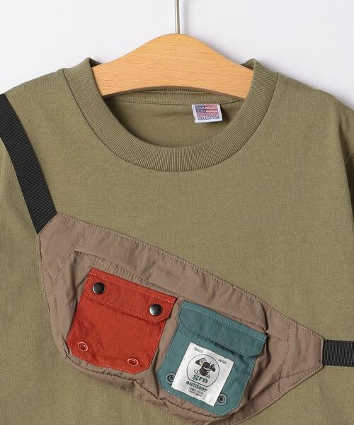 grn（ジーアールエヌ）の「【キッズ】〔別注〕TJ EX grn outdoor（ジーアールエヌ アウトドア）フェイクポーチTEE / Tシャツ（Tシャツ/カットソー・キッズ・ホワイト/オリーブ・S 125-135cm/XS 105-115cm）」の4枚目の写真