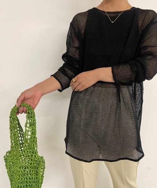 Solace（ソレイス）の「メッシュロングプルオーバー（Tシャツ/カットソー・レディース・ブラック/ナチュラル・FREE）」の2枚目の写真