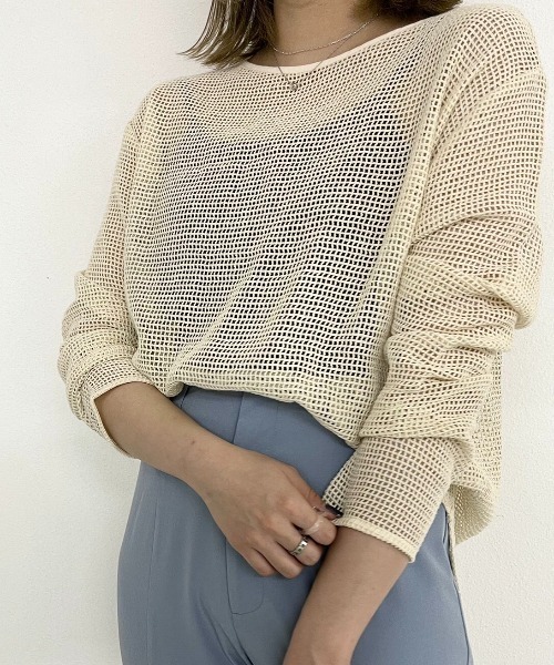 Solace（ソレイス）の「メッシュロングプルオーバー（Tシャツ/カットソー・レディース・ブラック/ナチュラル・FREE）」の6枚目の写真