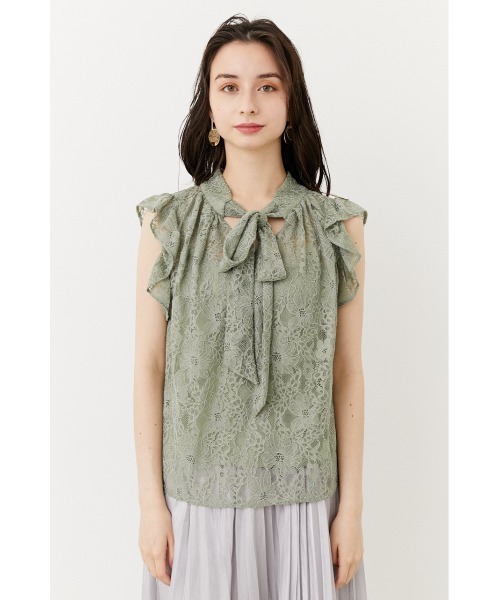 rienda(リエンダ)の「2WAYフリルレーストップス(シャツ/ブラウス・レディース・ホワイト/ブラック/ミント・FREE)」の14枚目の写真