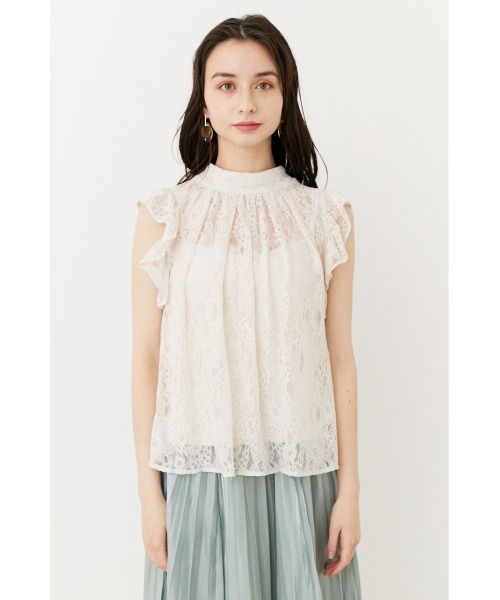 rienda(リエンダ)の「2WAYフリルレーストップス(シャツ/ブラウス・レディース・ホワイト/ブラック/ミント・FREE)」の20枚目の写真