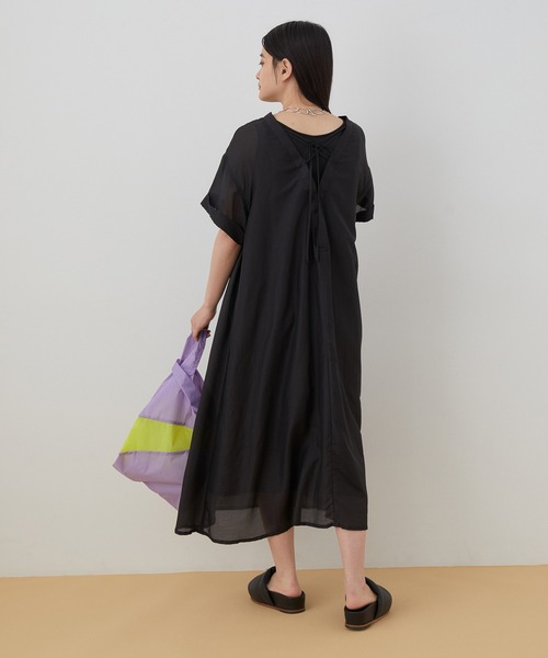 ADAM ET ROPE'(アダムエロペ)の「<SETアイテム>シアーTキャミワンピセット(ワンピース・レディース・ブラック/グリーン・FREE)」の6枚目の写真