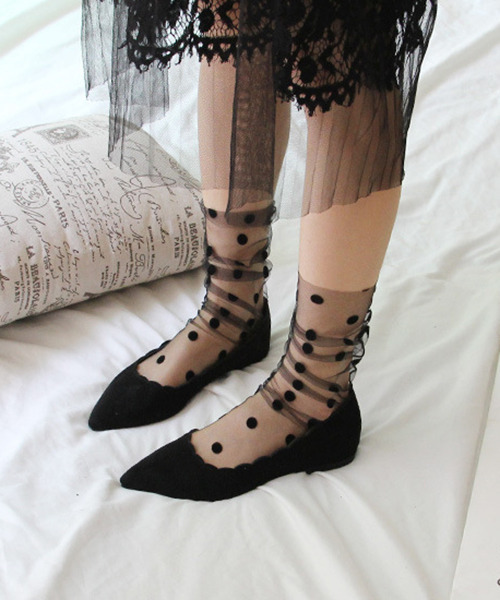 c.u.l(シーユーエル)の「【c.u.l】ドット柄チュールソックス cula217(ソックス/靴下・レディース・ホワイト/ブラック/パープル/ネイビー/ブラウン/ピンク・FREE)」の17枚目の写真