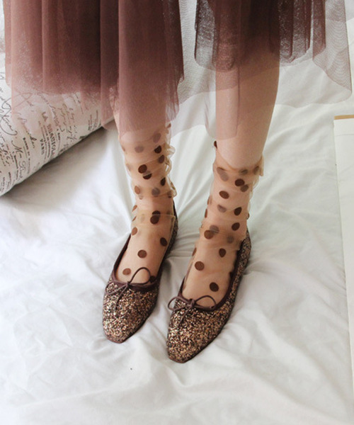 c.u.l(シーユーエル)の「【c.u.l】ドット柄チュールソックス cula217(ソックス/靴下・レディース・ホワイト/ブラック/パープル/ネイビー/ブラウン/ピンク・FREE)」の19枚目の写真