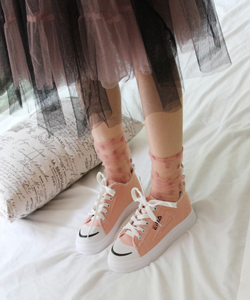 c.u.l(シーユーエル)の「【c.u.l】ドット柄チュールソックス cula217(ソックス/靴下・レディース・ホワイト/ブラック/パープル/ネイビー/ブラウン/ピンク・FREE)」の15枚目の写真