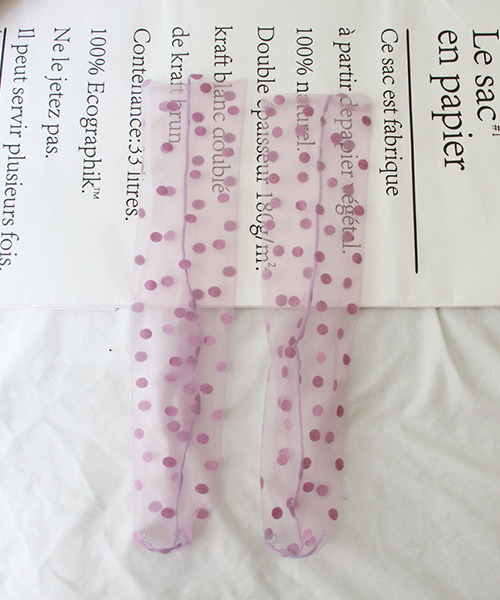 c.u.l(シーユーエル)の「【c.u.l】ドット柄チュールソックス cula217(ソックス/靴下・レディース・ホワイト/ブラック/パープル/ネイビー/ブラウン/ピンク・FREE)」の8枚目の写真