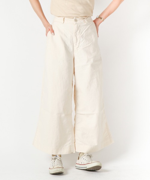 URVIN(アービン)の「ワイドワークパンツ / バックサテン(その他パンツ・レディース・カーキブラウン/キナリ・00)」の2枚目の写真