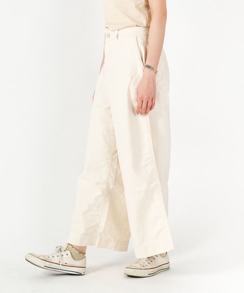 URVIN(アービン)の「ワイドワークパンツ / バックサテン(その他パンツ・レディース・カーキブラウン/キナリ・00)」の4枚目の写真