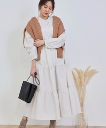 【2WAY】ティアードロングワンピース