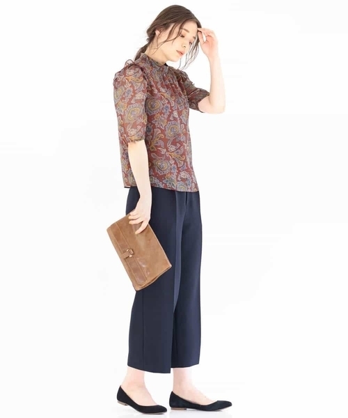ペイズリー柄シフォンブラウス/洗える