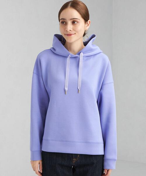 green label relaxing（グリーンレーベルリラクシング）の「ダンボール フード スリット プルオーバー カットソー パーカー（パーカー・レディース・ライトブルー/ダークグレー/モカ・FREE）」の8枚目の写真