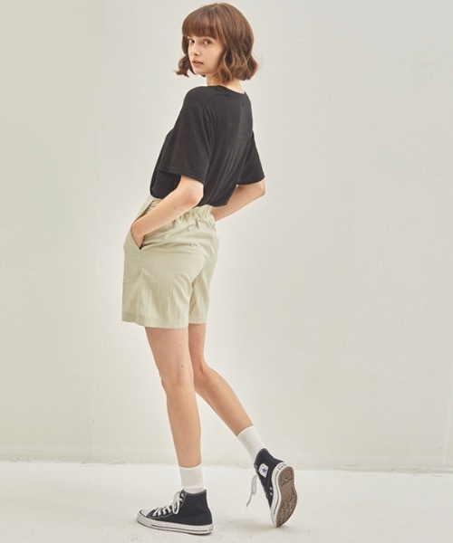 manavis7(マナビスセブン)の「【MANAVIS7 】バンディングショートパンツ / Banding Shorts(スラックス・レディース・ブラック/ベージュ・FREE)」の5枚目の写真